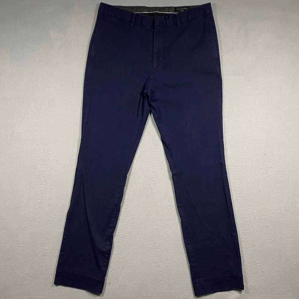 Banana Republic Aiden Chinos Mens 33x34 Navy Blue Slim Stretch Pants 359300-01